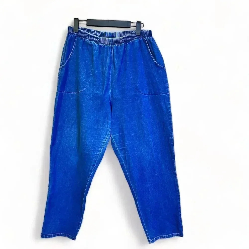 Mainstreet‎ Blues Womens Blue Elastic Waist Pull On Jeans Plus Sz 16WP Pockets